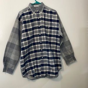 Stockton button down long sleeve large black and white plaid shirt 100% cotton